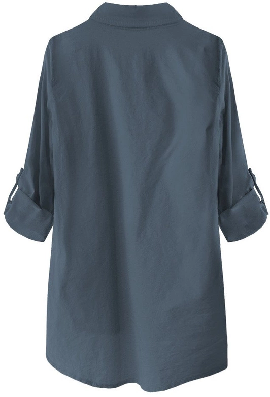 BAWEŁNIANA ASYMETRYCZNA KOSZULA GRANATOWA (232ART)