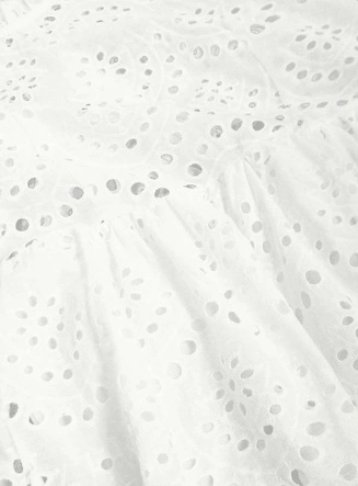 AŻUROWA SUKIENKA ZE STÓJKĄ ECRU (590ART)