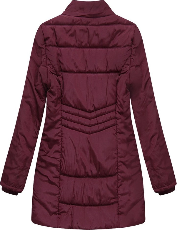 DŁUŻSZA PIKOWANA KURTKA Z KAPTUREM BURGUNDOWA (B2625-30)