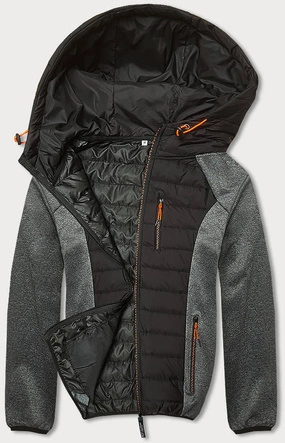 Sportowa kurtka męska z łączonych materiałów czarny-grafit (8M910-392)