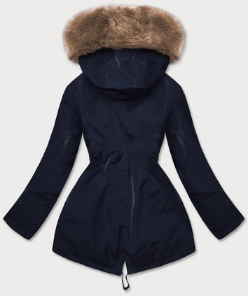 ZIMOWA KURTKA DAMSKA Z FUTRZANĄ PODSZEWKĄ GRANAT-BEŻ (W558BIG)