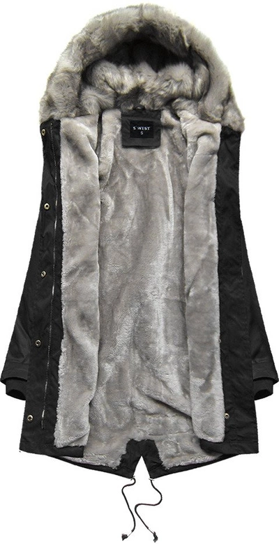 DAMSKA PARKA ZIMOWA NA FUTERKU CZARNA (B508)