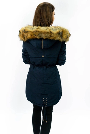 Ciepła damska parka zimowa granatowa (w165)
