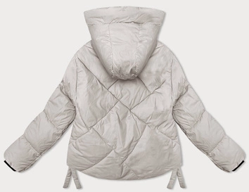 Zimowa kurtka damska z ozdobnym wykończeniem jasnobeżowa (3021)