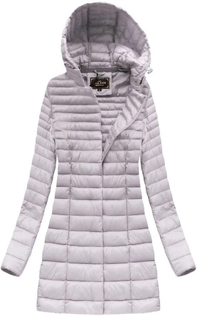 Dłuższa pikowana kurtka z kapturem wrzosowa (7240)