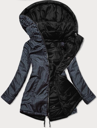 DWUSTRONNA KURTKA DAMSKA CZARNO-GRAFITOWA (W556-1)