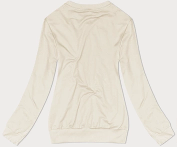 Cienka bluza dresowa damska ze ściągaczami ecru (68W05-67+132)