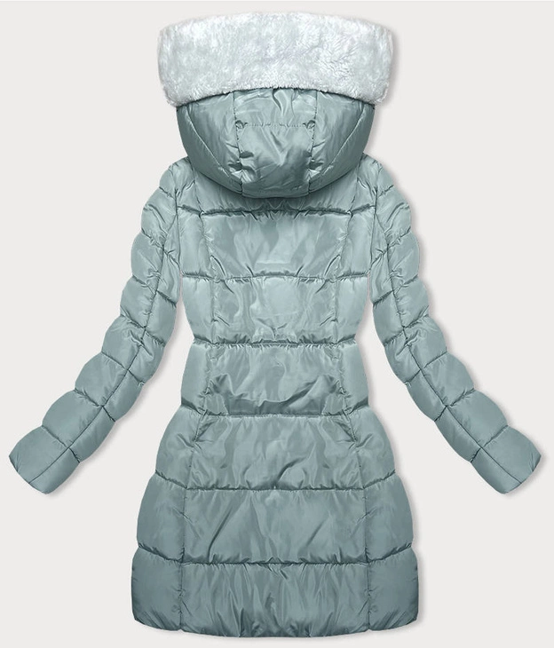 Zimowa kurtka z kapturem miętowa (2M-231)