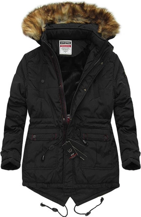 KURTKA PARKA ZIMOWA Z KAPTUREM CZARNA (M556)