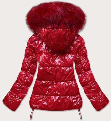 Lakierowana pikowana kurtka damska czerwona (7693)