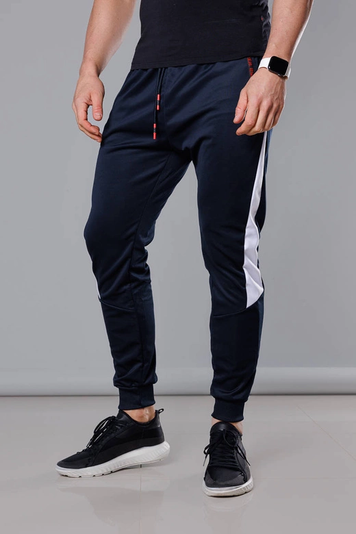 Spodnie dresowe z wstawkami męskie granat-biały (8K168)