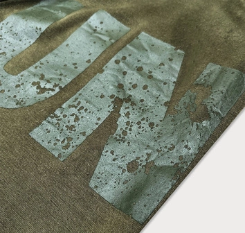 Męskie spodnie dresowe z nadrukiem khaki (8K191)