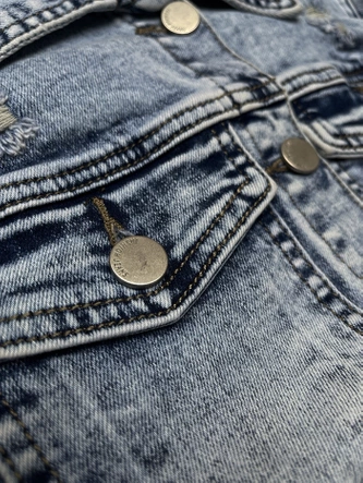 Klasyczna kurtka damska jeans niebieska (W025-B)