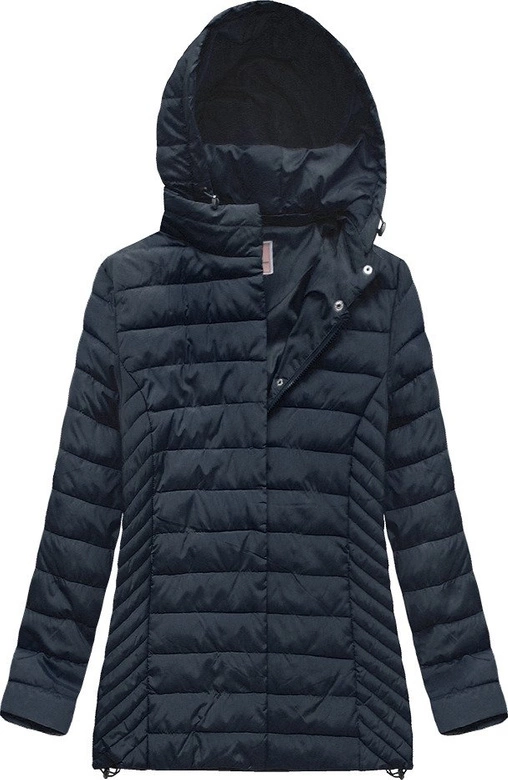 PIKOWANA KURTKA Z KAPTUREM GRANATOWA (W260BIG)