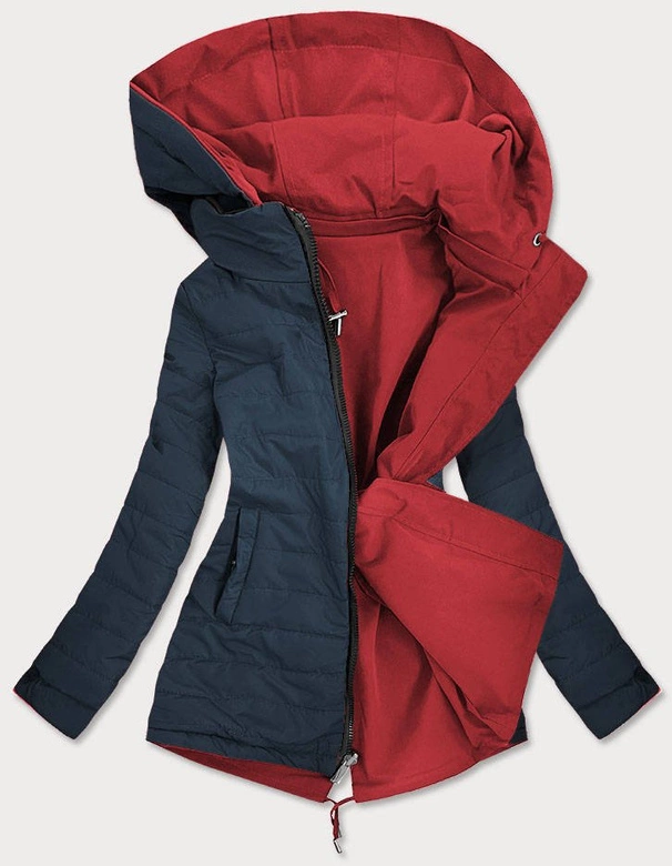 DWUSTRONNA KURTKA DAMSKA CZERWONO-GRANATOWA (W505)