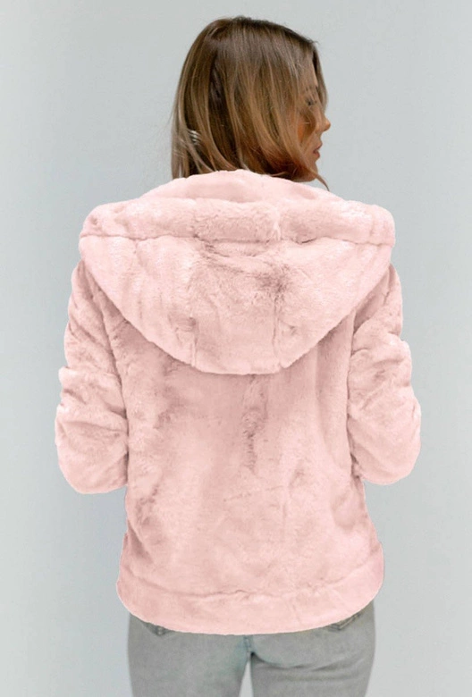 PLUSZOWA KURTKA Z KAPTUREM PUDROWY RÓŻ (2019)