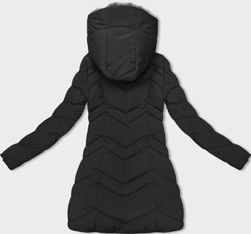 Damska kurtka zimowa na futerku czarna (LHD-23023)