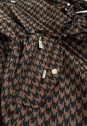 DWUSTRONNA KURTKA DAMSKA PEPITKA BRĄZOWO-ZIELONA (W506)