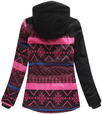 KURTKA ZIMOWA Z MEMBRANĄ CZARNO-AMARANTOWA (W188)