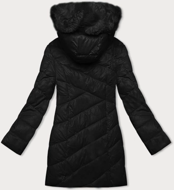 Zimowa kurtka damska z kapturem czarna (H-898-01)