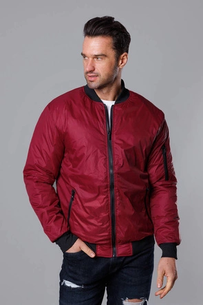 Męska kurtka bomberka z pikowaną podszewką bordowa (AK95-6)