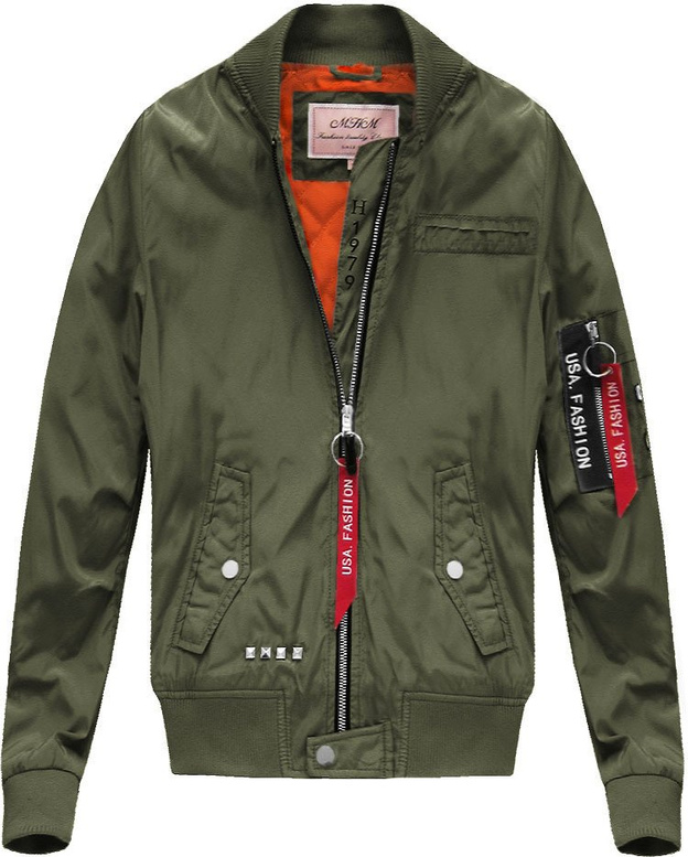 KURTKA BOMBER Z NASZYWKAMI I NITAMI ARMY (W561)