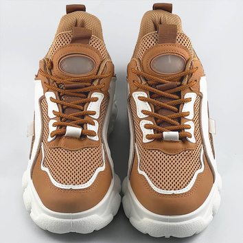 Sneakersy damskie na platformie karmelowe (ym-151)