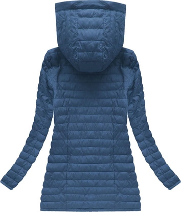 PIKOWANA KURTKA Z KAPTUREM NIEBIESKA (W625BIG)