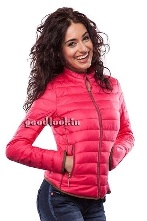 PIKOWANA KURTKA ZE STÓJKĄ RÓŻOWA (LD-7088)