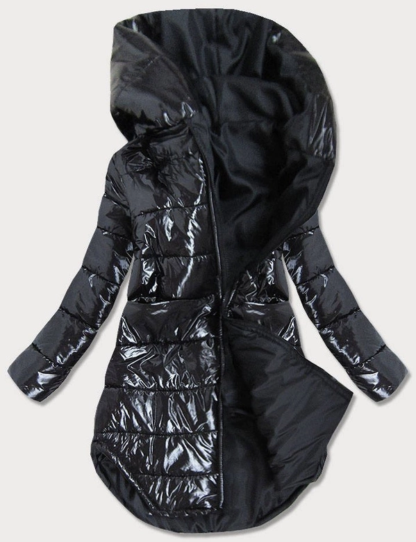 KURTKA ZIMOWA DAMSKA Z ASYMETRYCZNYM DOŁEM CZARNA (633ART)