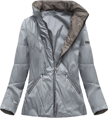 PIKOWANA KURTKA Z KAPTUREM SZARA (B9516)