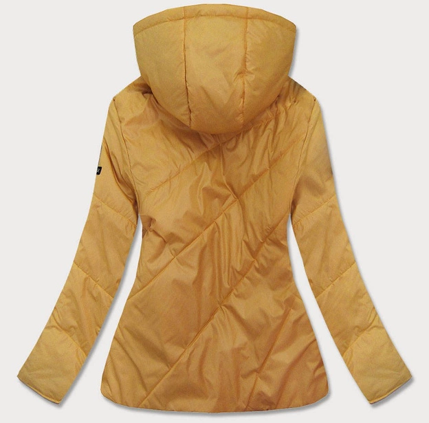 PIKOWANA DAMSKA KURTKA Z KAPTUREM ŻÓŁTA (B9552BIG)