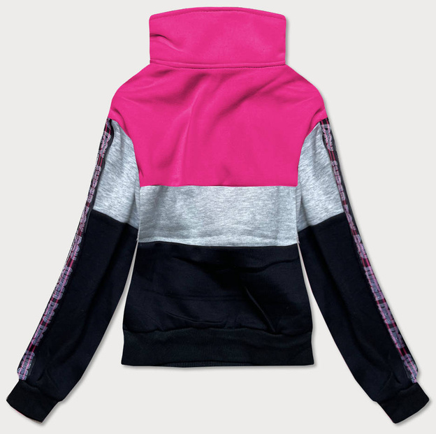 Bluza sportowa damska z rozpinaną stójką różowo-szara (26019)