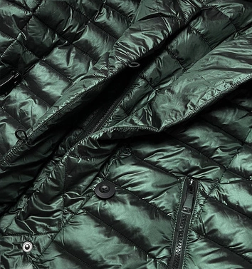 Kurtka damska z futrzanym kołnierzem ciemnozielona (j9-008)