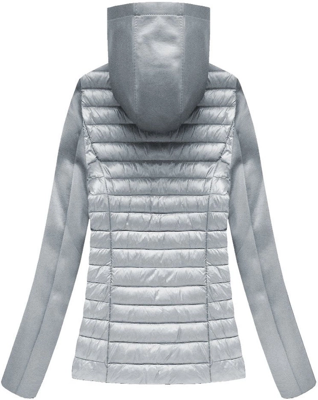 Pikowana kurtka z łączonych materiałów szara (18019)