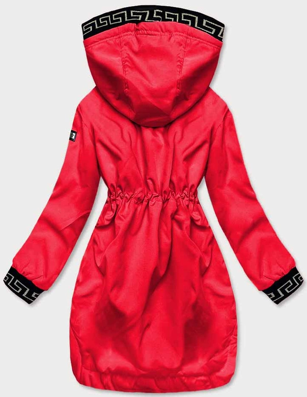 Cienka kurtka damska z ozdobną lamówką czerwona (B8141-4)