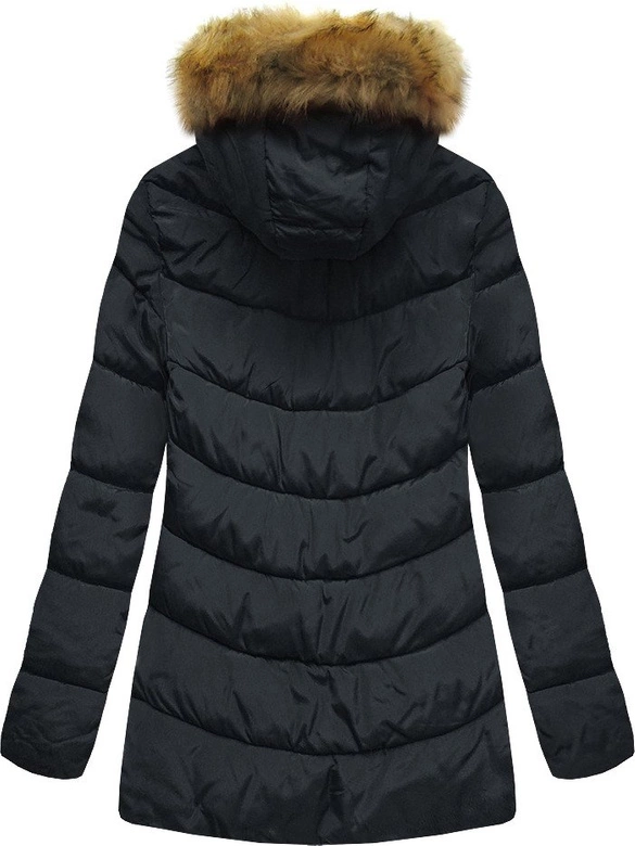 ZIMOWA PIKOWANA KURTKA DAMSKA Z KAPTUREM GRANATOWA (B2633)