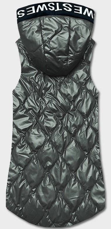 Bezrękawnik damski z kapturem khaki (B8149-11)