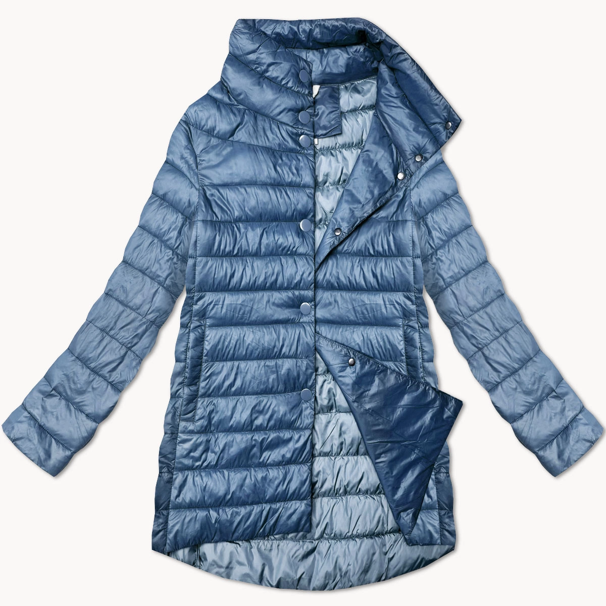 Pikowana kurtka damska ze stójką Minority niebieska (P3-6908-30S)