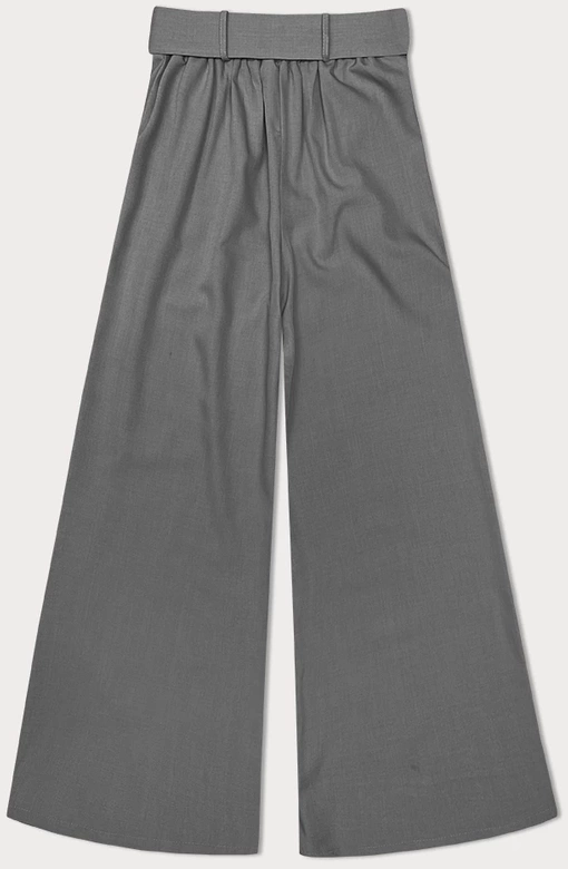 Eleganckie spodnie damskie z paskiem szare (18727)