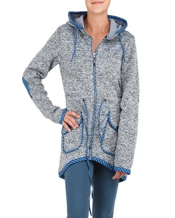 BLUZA Z KAPTUREM SZARO-BIAŁA (LX2256)