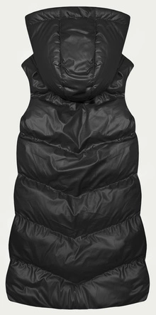 Puchowa długa kamizelka z kapturem czarna (5M3183-392)