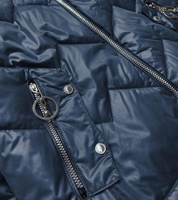 Kurtka damska z kapturem granatowo/różowa (bh2003)