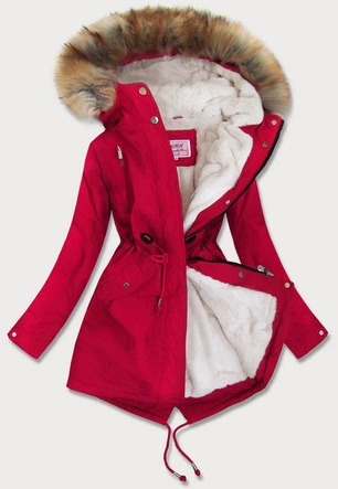 DAMSKA PARKA ZIMOWA NA MISIU CZERWONA (W378)