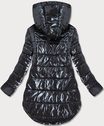 KURTKA ZIMOWA DAMSKA Z ASYMETRYCZNYM DOŁEM CZARNA (633ART)