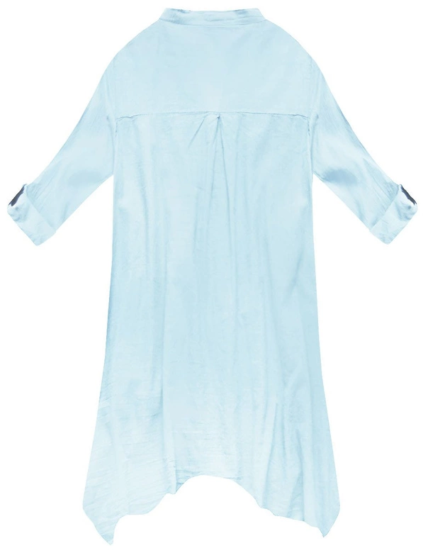 TRAPEZOWA KOSZULA Z GIPIURĄ BŁĘKITNA (ART25)