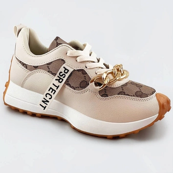 Buty sportowe z łańcuchem beżowe (n-205)