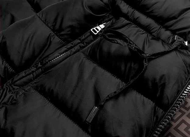 Dwustronna damska kurtka zimowa czarno-brązowa (mhm-w556)