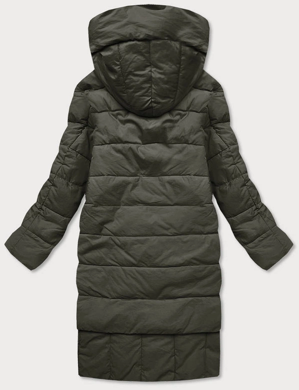 ASYMETRYCZNA KURTKA DAMSKA OVERSIZE KHAKI (1535)