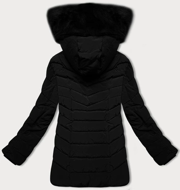 Pikowana kurtka zimowa damska z kapturem S'west czarna (B8299-1)